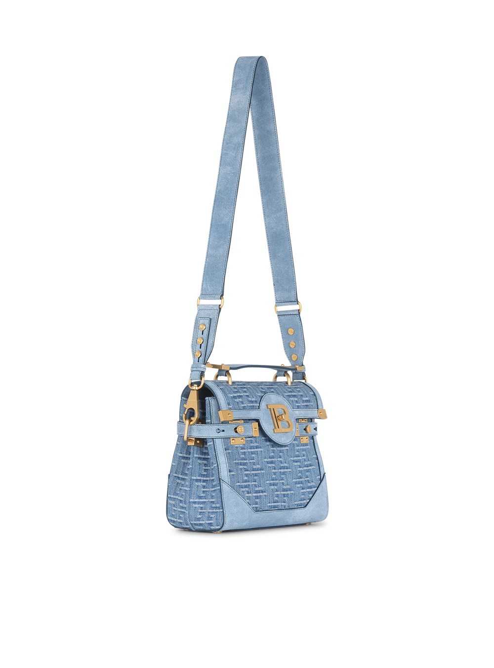 Balmain Suede And Denim B-buzz 23 Bag Blue | TIHDQYG-48