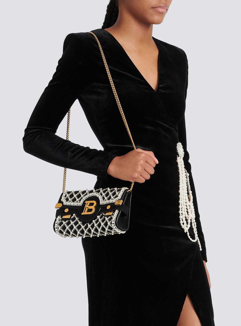 Balmain Suede And Embroidered Pearl B-buzz 23 Clutch Bag Black | YVJWREP-86