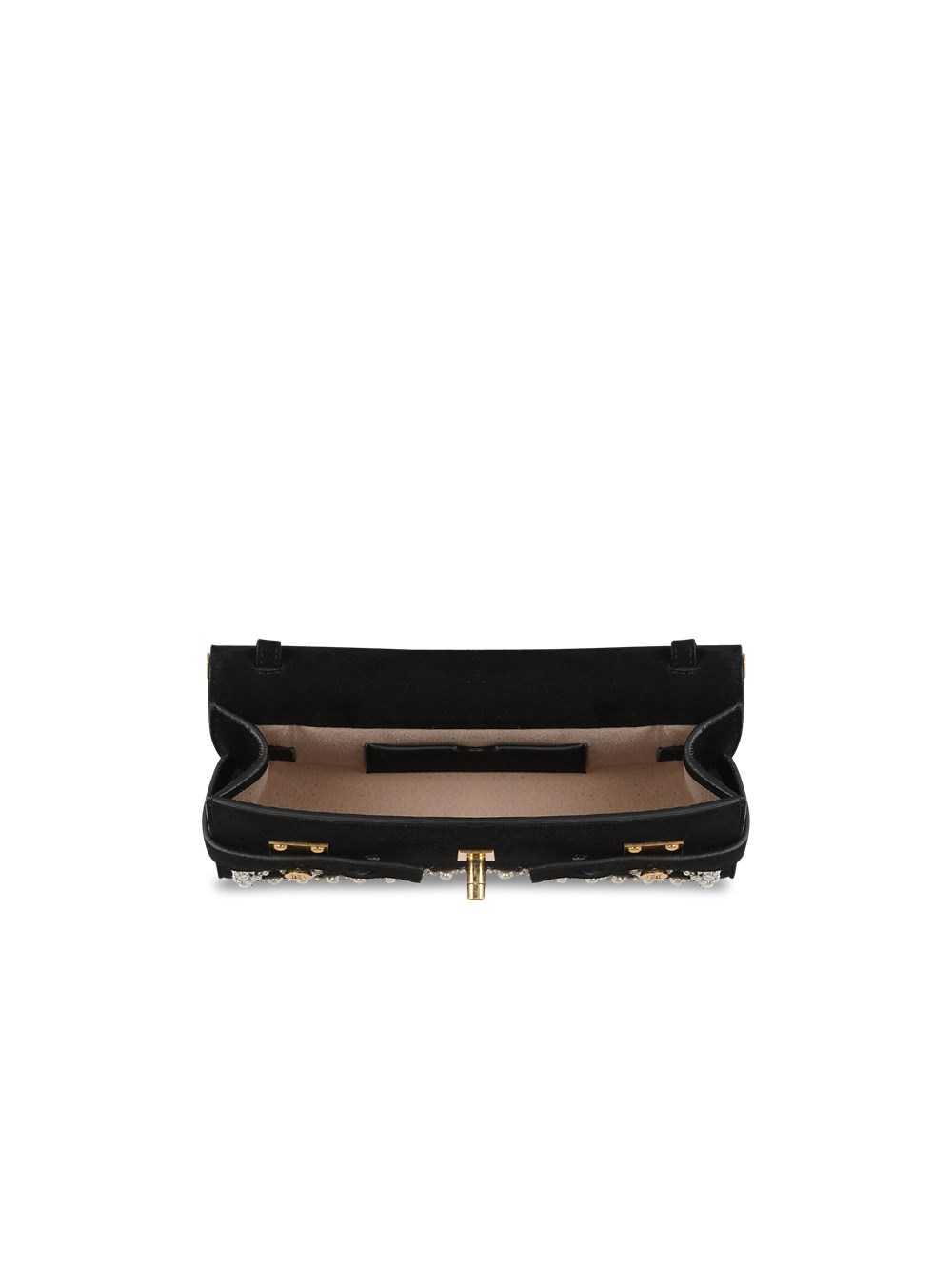 Balmain Suede And Embroidered Pearl B-buzz 23 Clutch Bag Black | YVJWREP-86