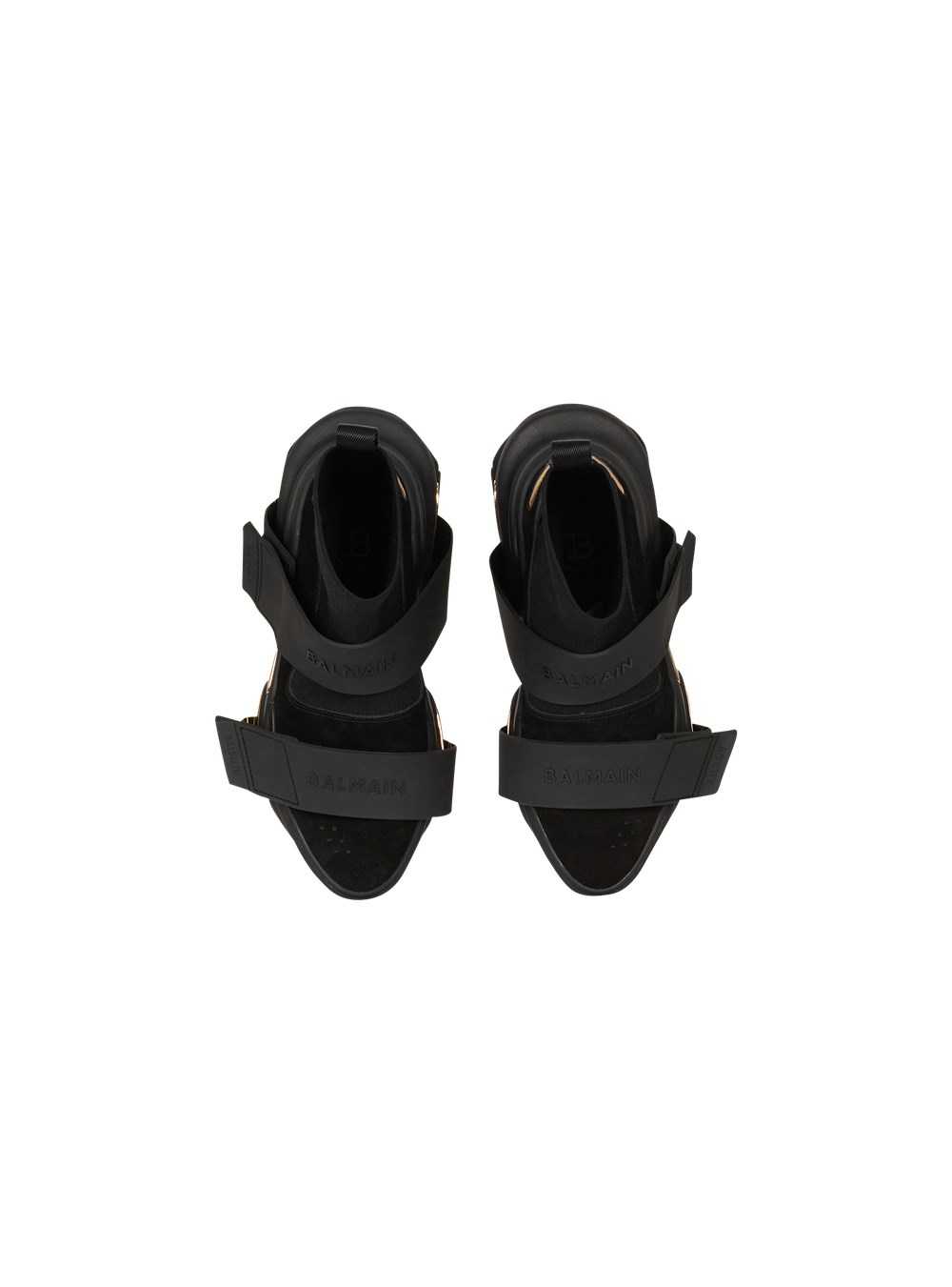 Balmain Suede And Knit B-bold Sneakers With Straps Black | RCJVHXE-01