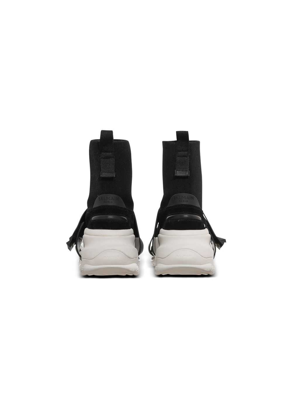 Balmain Suede And Knit B-bold Sneakers With Straps Black | VDAJYGF-92