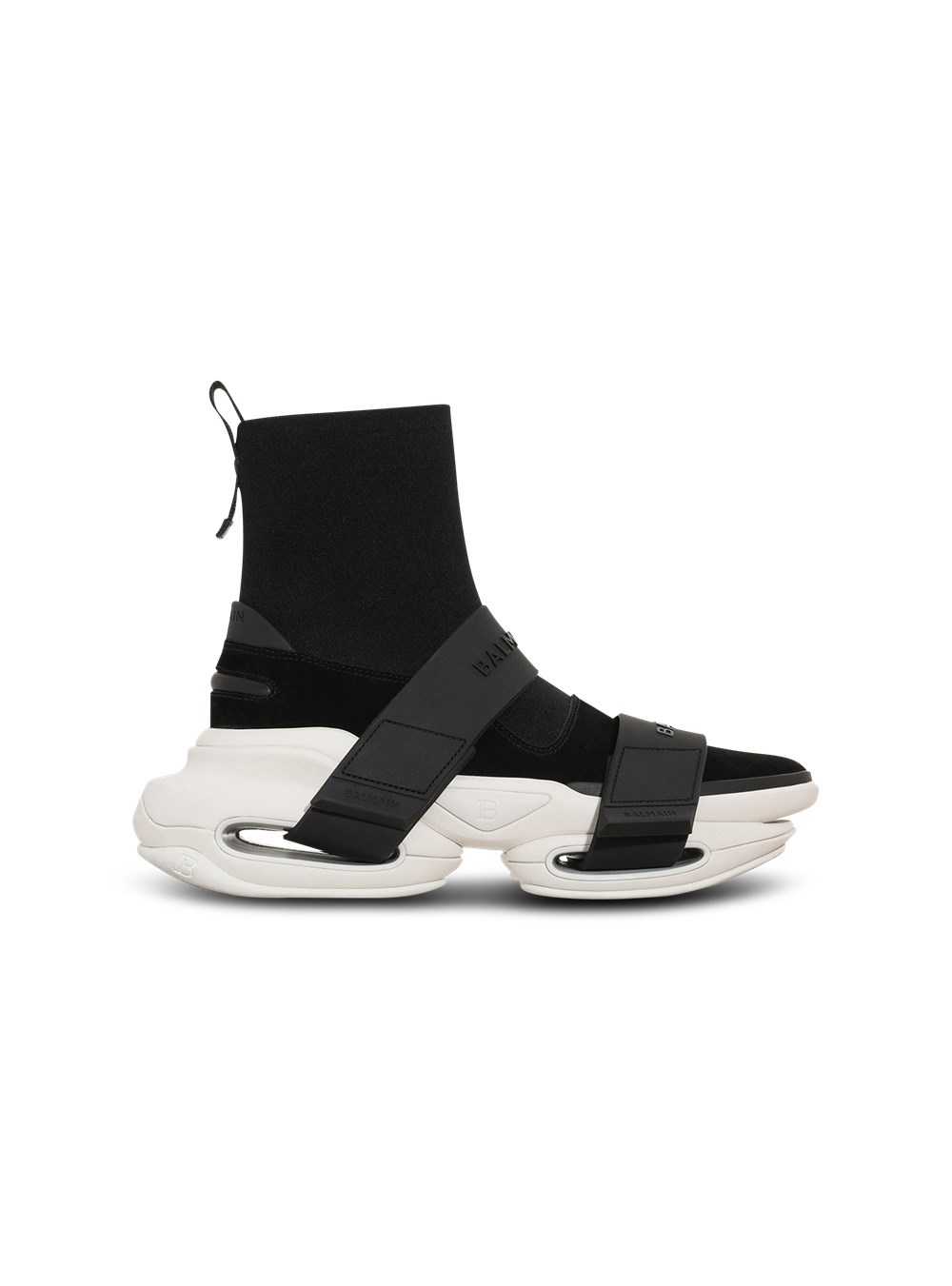 Balmain Suede And Knit B-bold Sneakers With Straps Black | VDAJYGF-92