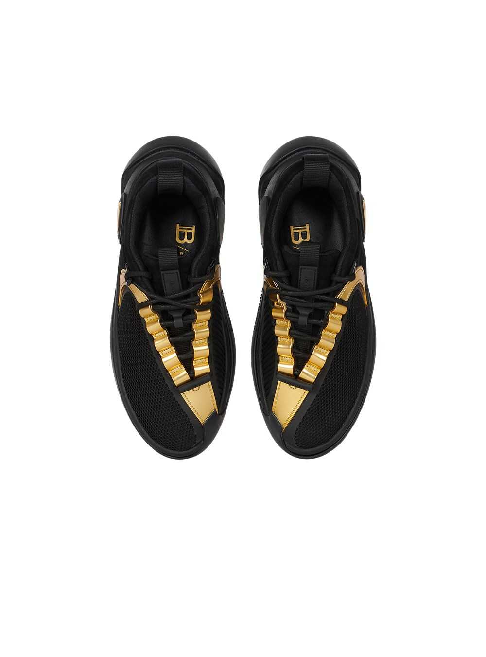 Balmain Suede And Mesh B-runner Sneakers With Gold-tone Details Black | SKOUEGP-02