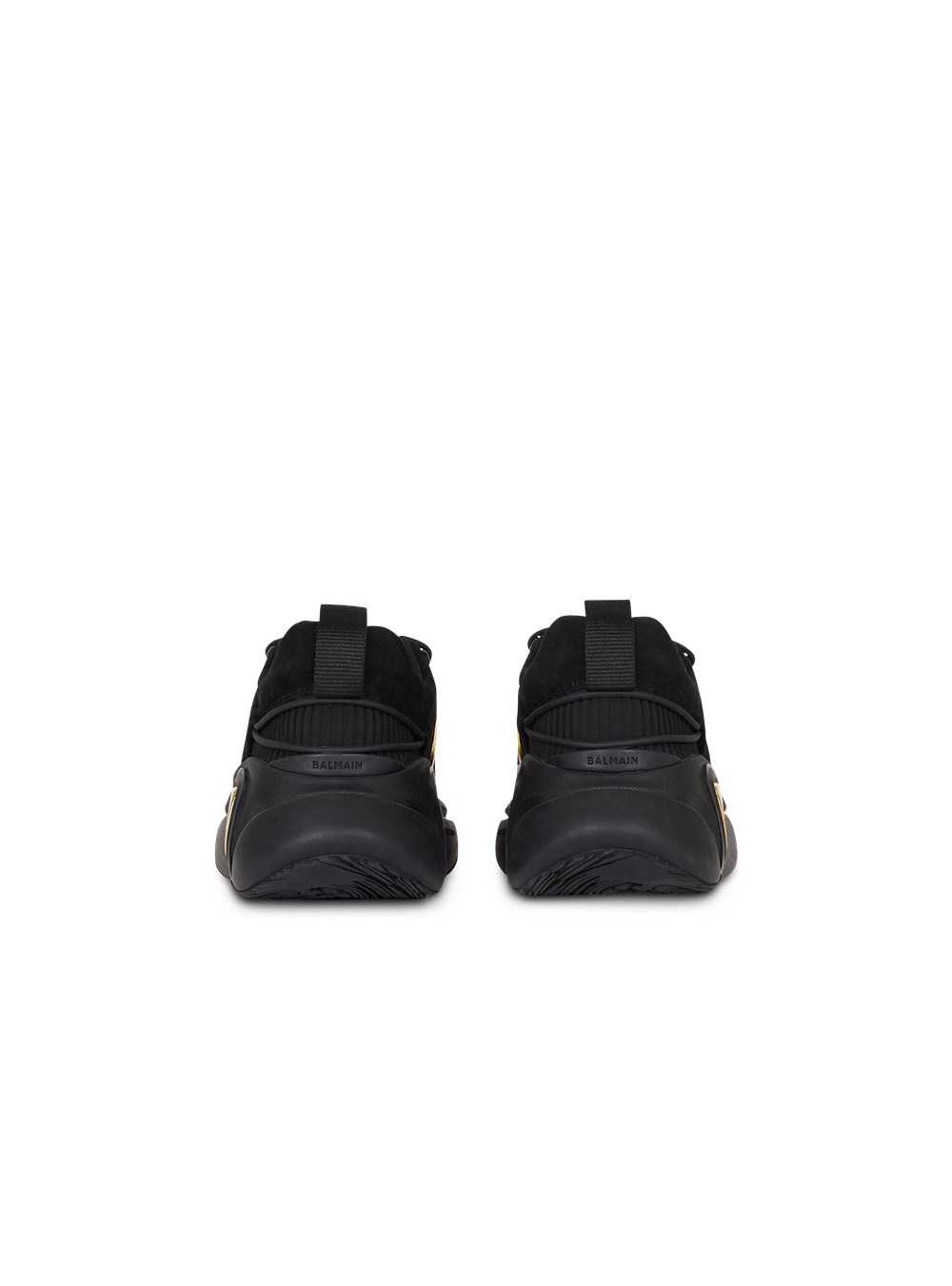 Balmain Suede And Mesh B-runner Sneakers With Gold-tone Details Black | SKOUEGP-02