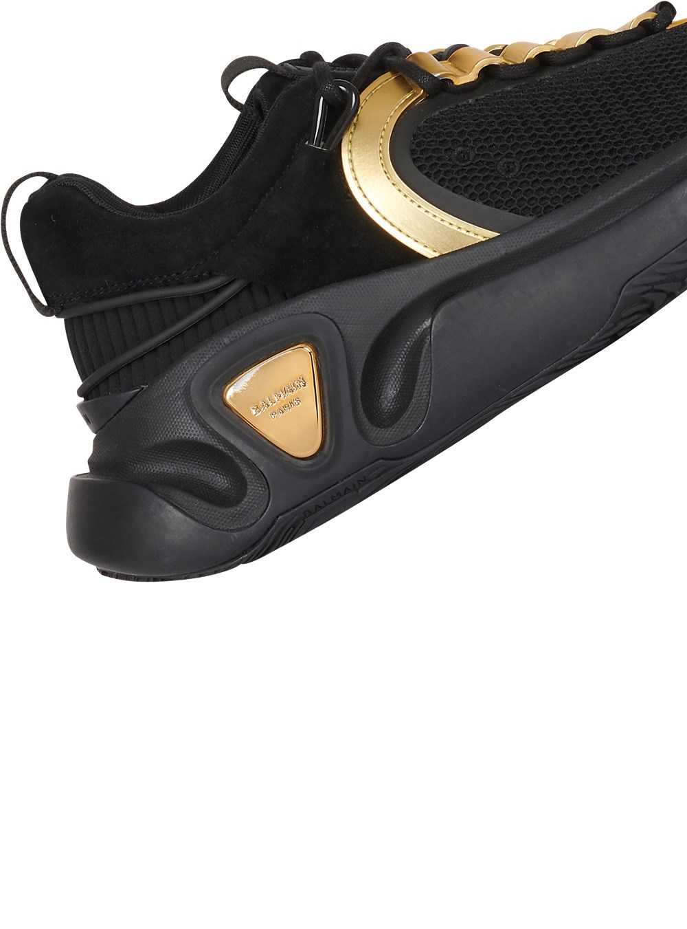 Balmain Suede And Mesh B-runner Sneakers With Gold-tone Details Black | SKOUEGP-02