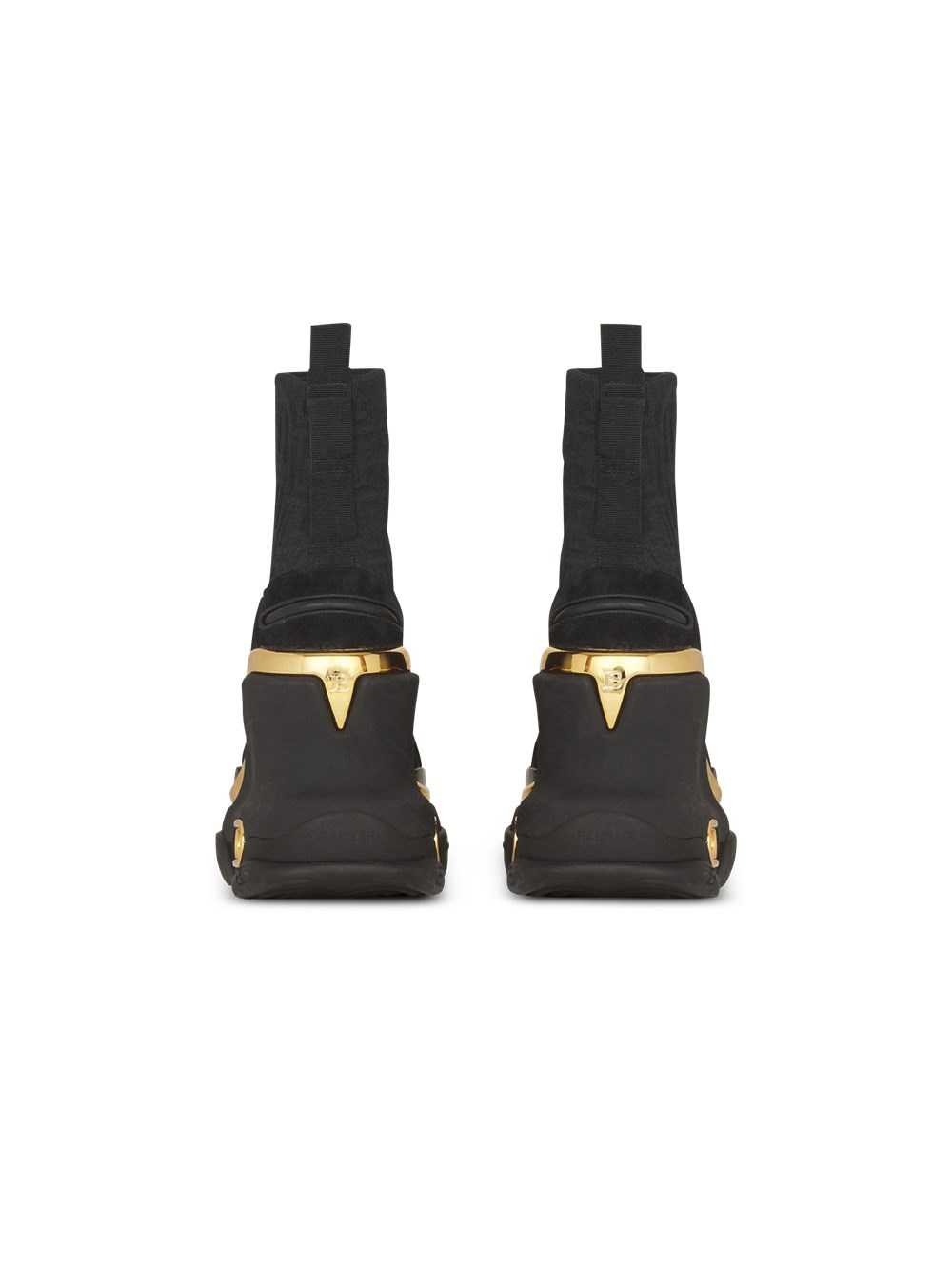 Balmain Suede B-bold Wedge Sneakers Black | FBLYNIZ-23