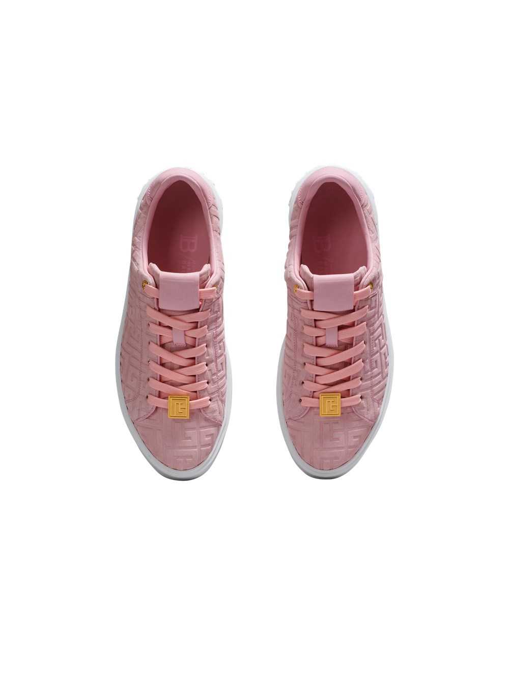 Balmain Suede B-court Sneakers With Embossed Balmain Monogram Pink | SWYKMVA-60