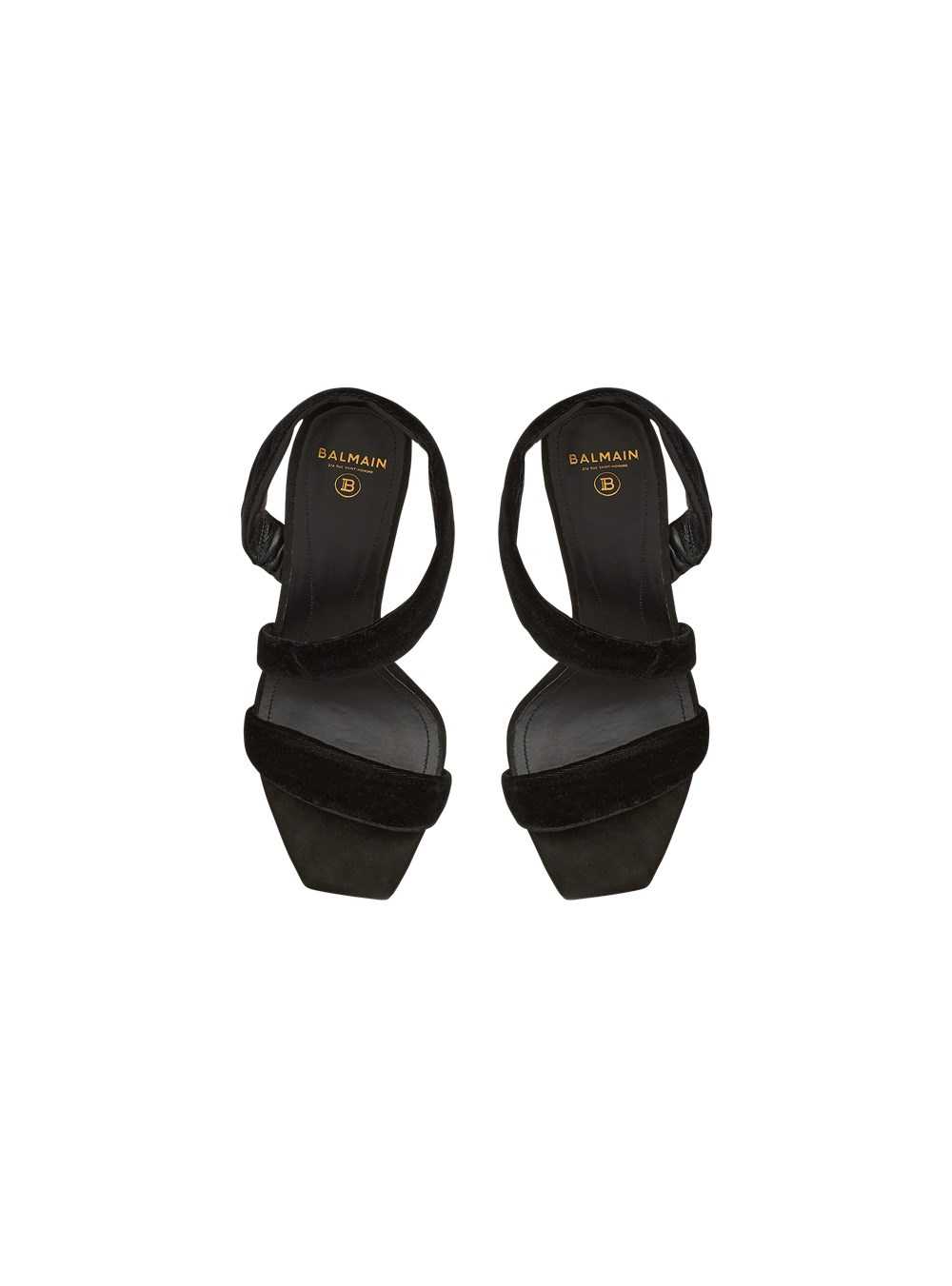 Balmain Suede Moneta Sandals Black | YPFKRVU-45