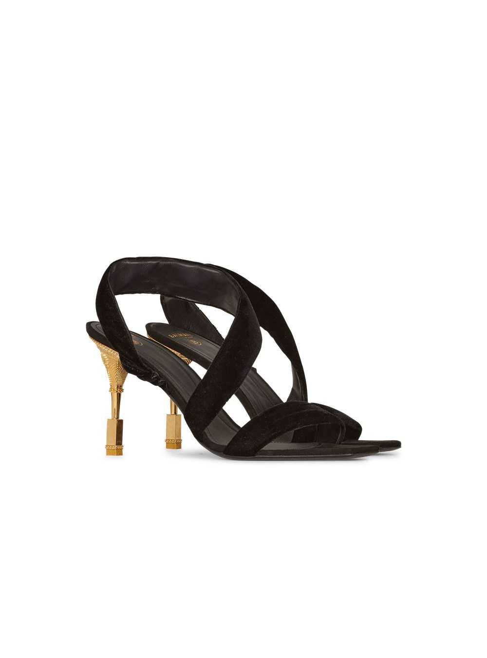 Balmain Suede Moneta Sandals Black | YPFKRVU-45