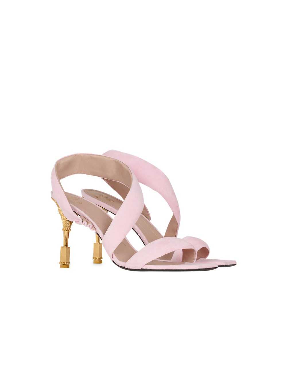 Balmain Suede Moneta Sandals Pink | RDWSTXU-48