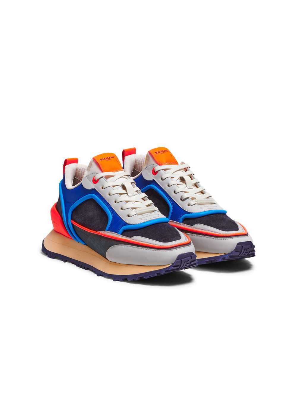 Balmain Suede, Nylon And Mesh Racer Low-top Sneakers Multicolor | HZPWECK-79