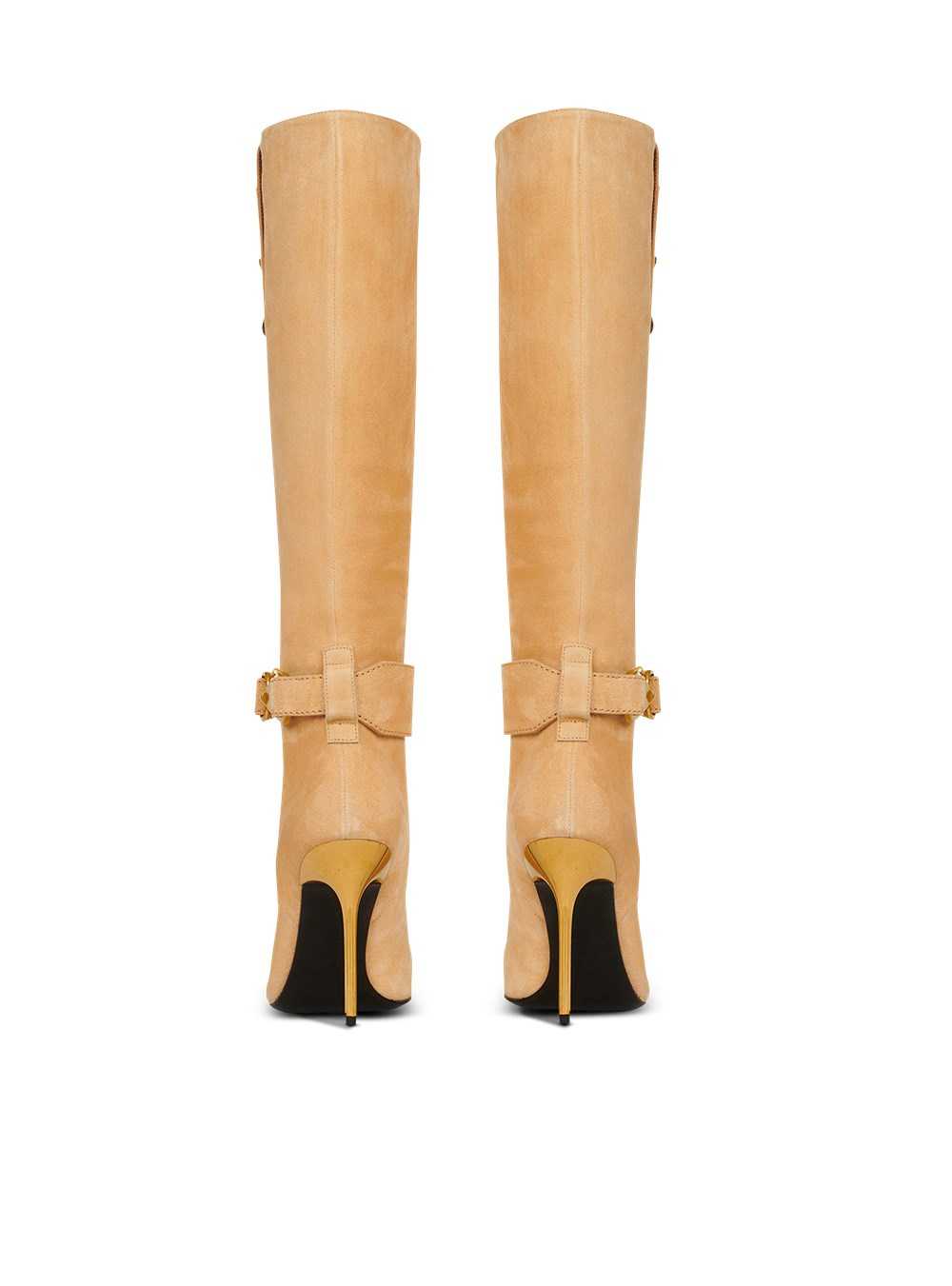 Balmain Suede Robin Boots Beige | UFBOWKY-51