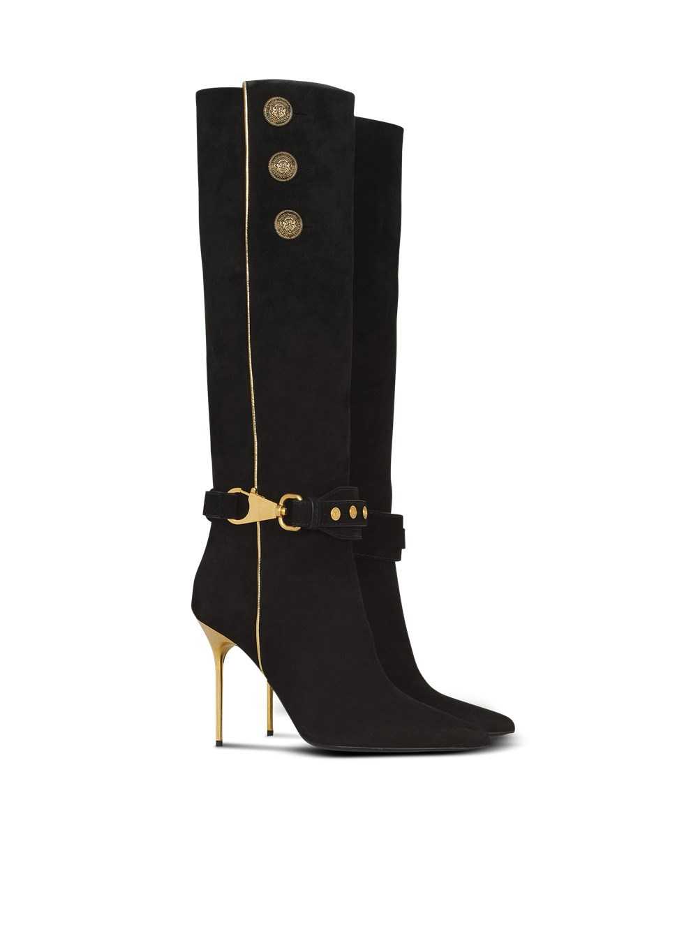 Balmain Suede Robin Boots Black | AKDBTGQ-91