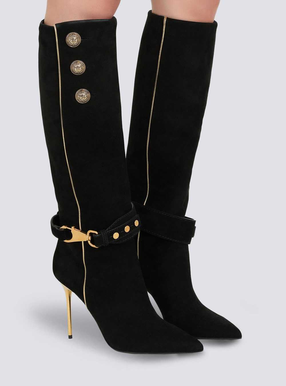 Balmain Suede Robin Boots Black | AKDBTGQ-91