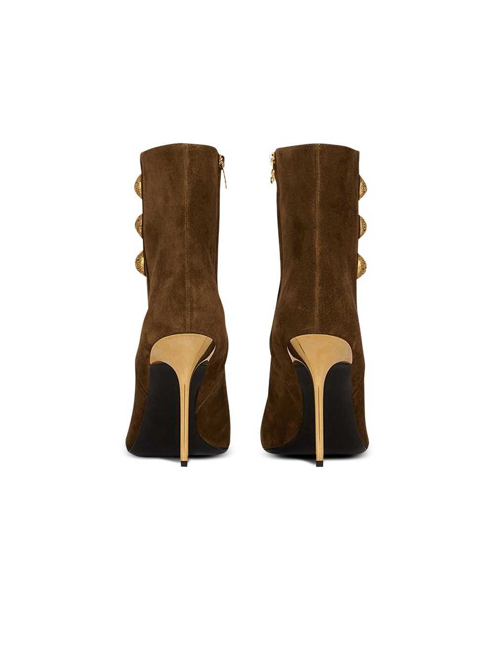 Balmain Suede Roni Ankle Boots Khaki | IUJXWVQ-26