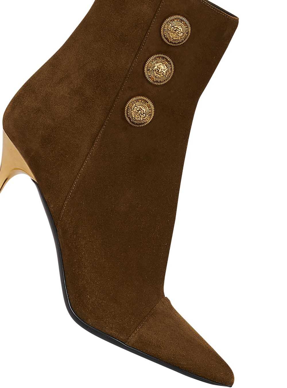 Balmain Suede Roni Ankle Boots Khaki | IUJXWVQ-26