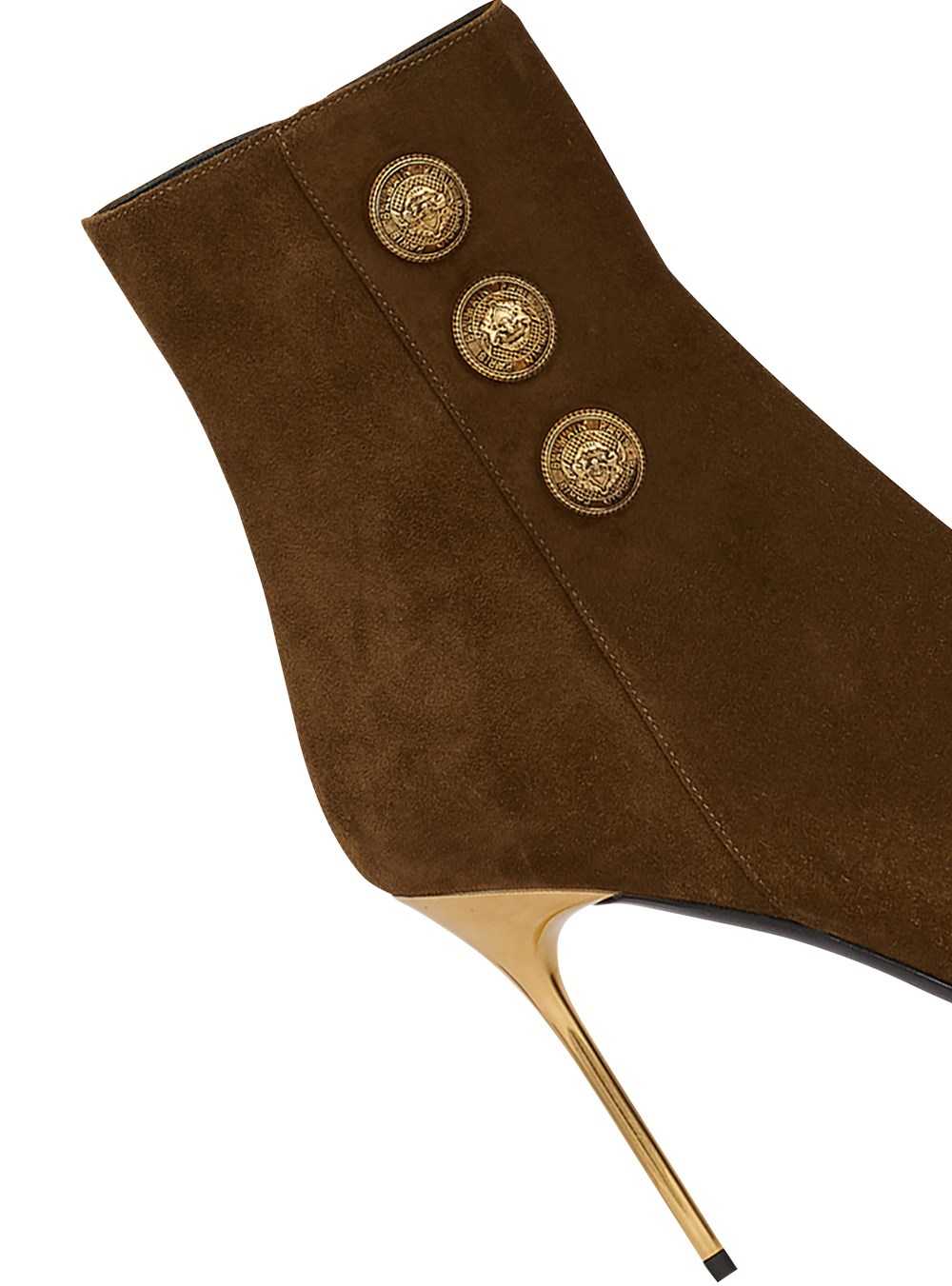 Balmain Suede Roni Ankle Boots Khaki | IUJXWVQ-26