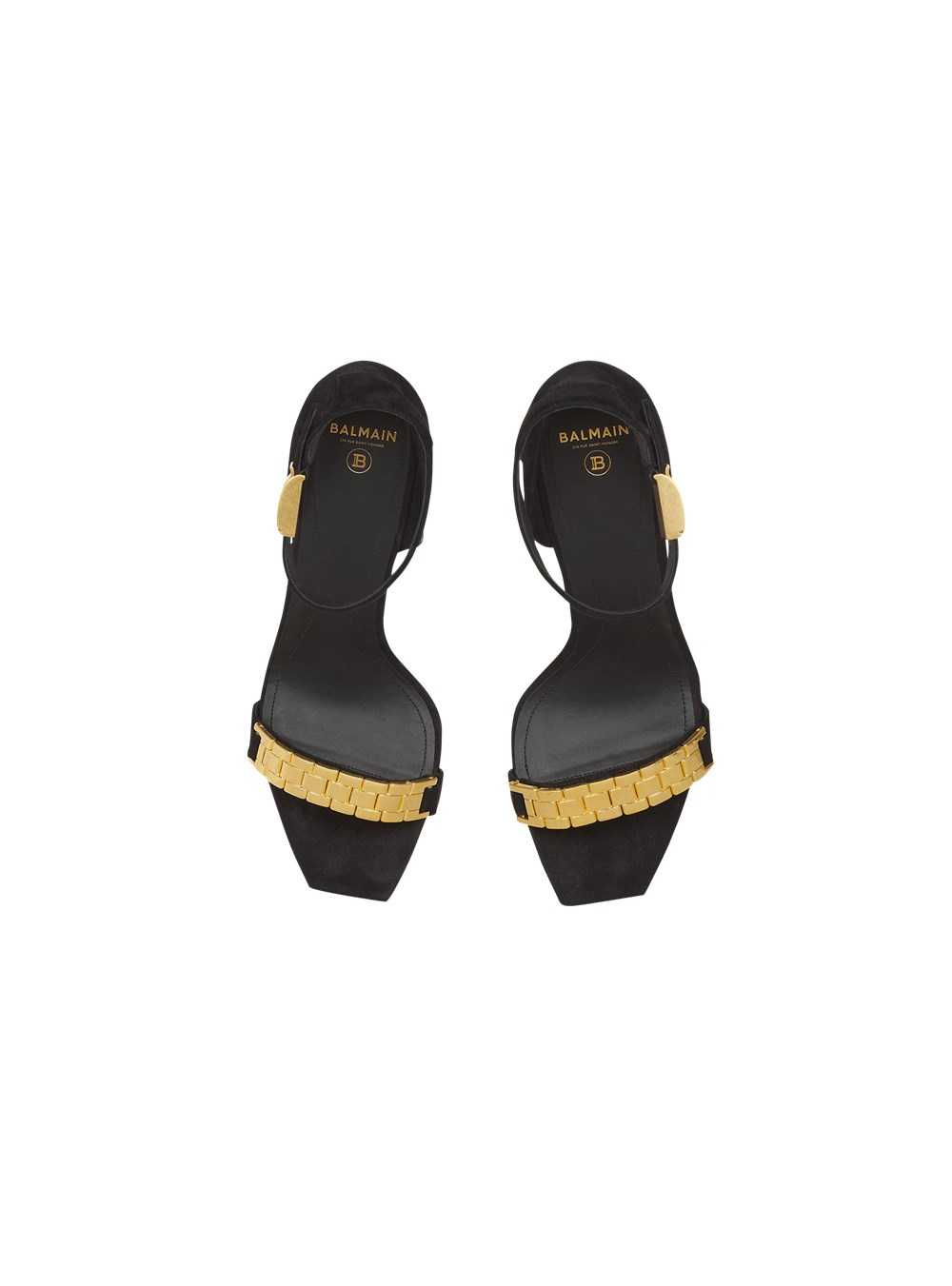 Balmain Suede Uma Sandals Black | ZDOFXBL-34