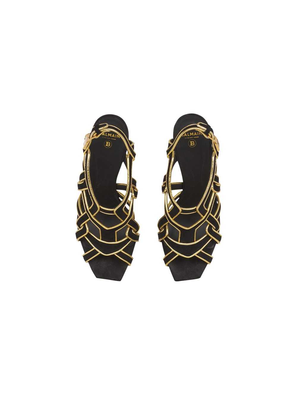 Balmain Suede Urania Sandals Black | NJMDEGA-98