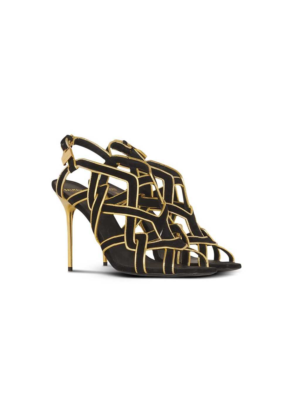 Balmain Suede Urania Sandals Black | NJMDEGA-98