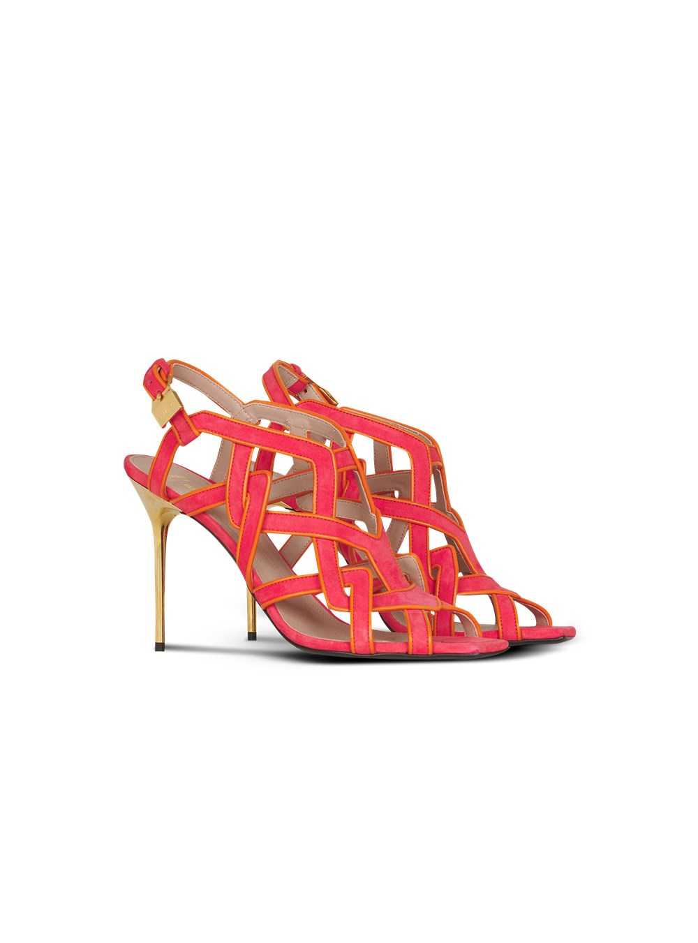 Balmain Suede Urania Sandals Pink | CUXNFDG-49