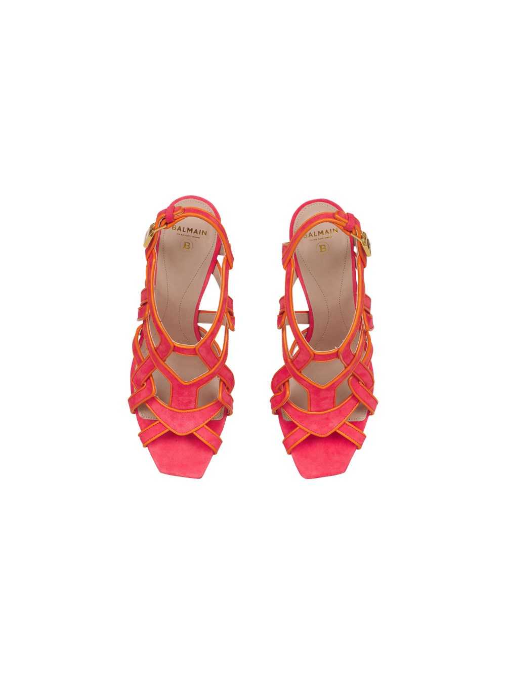 Balmain Suede Urania Sandals Pink | CUXNFDG-49