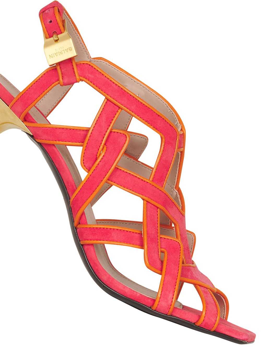 Balmain Suede Urania Sandals Pink | CUXNFDG-49