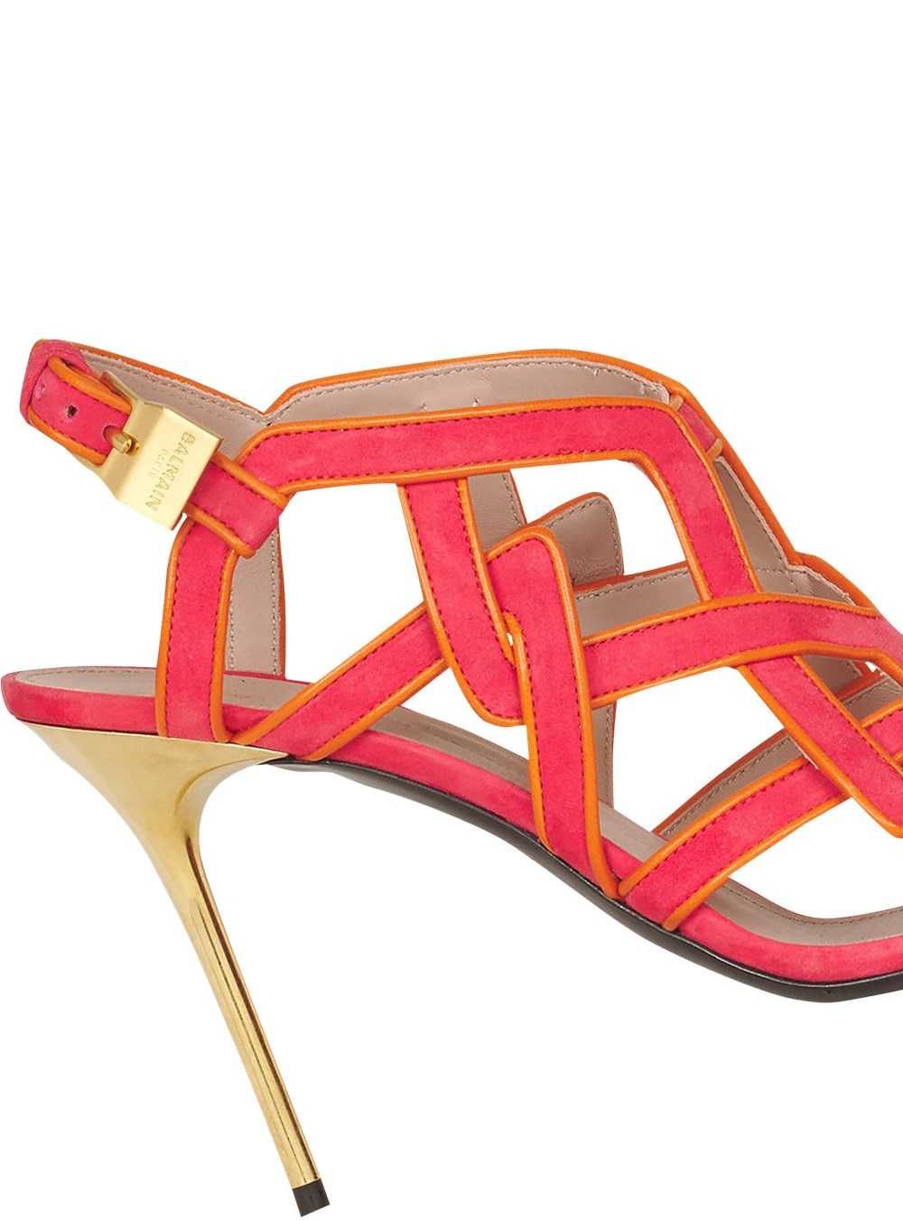 Balmain Suede Urania Sandals Pink | CUXNFDG-49