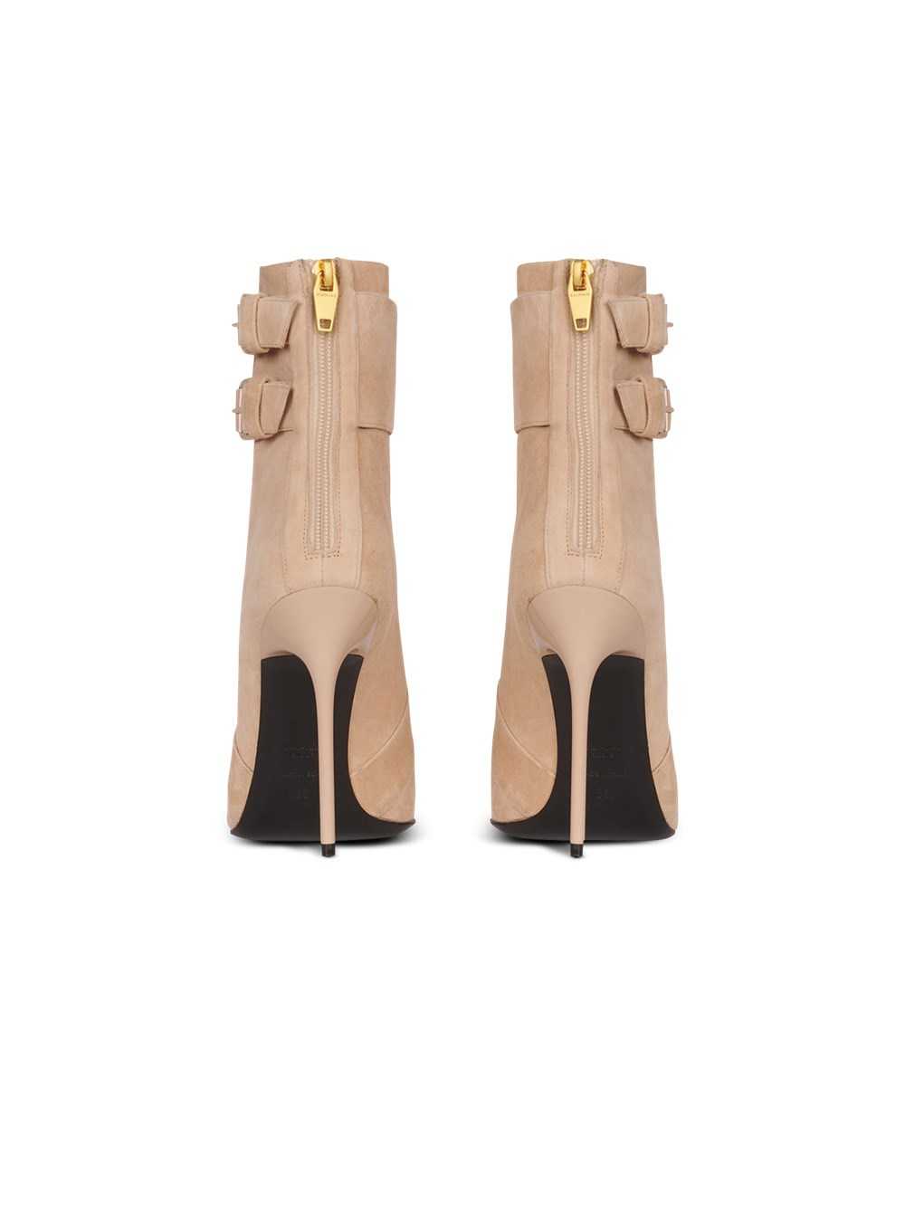 Balmain Suede Uria Ankle Boots Beige | LBFWAHJ-95