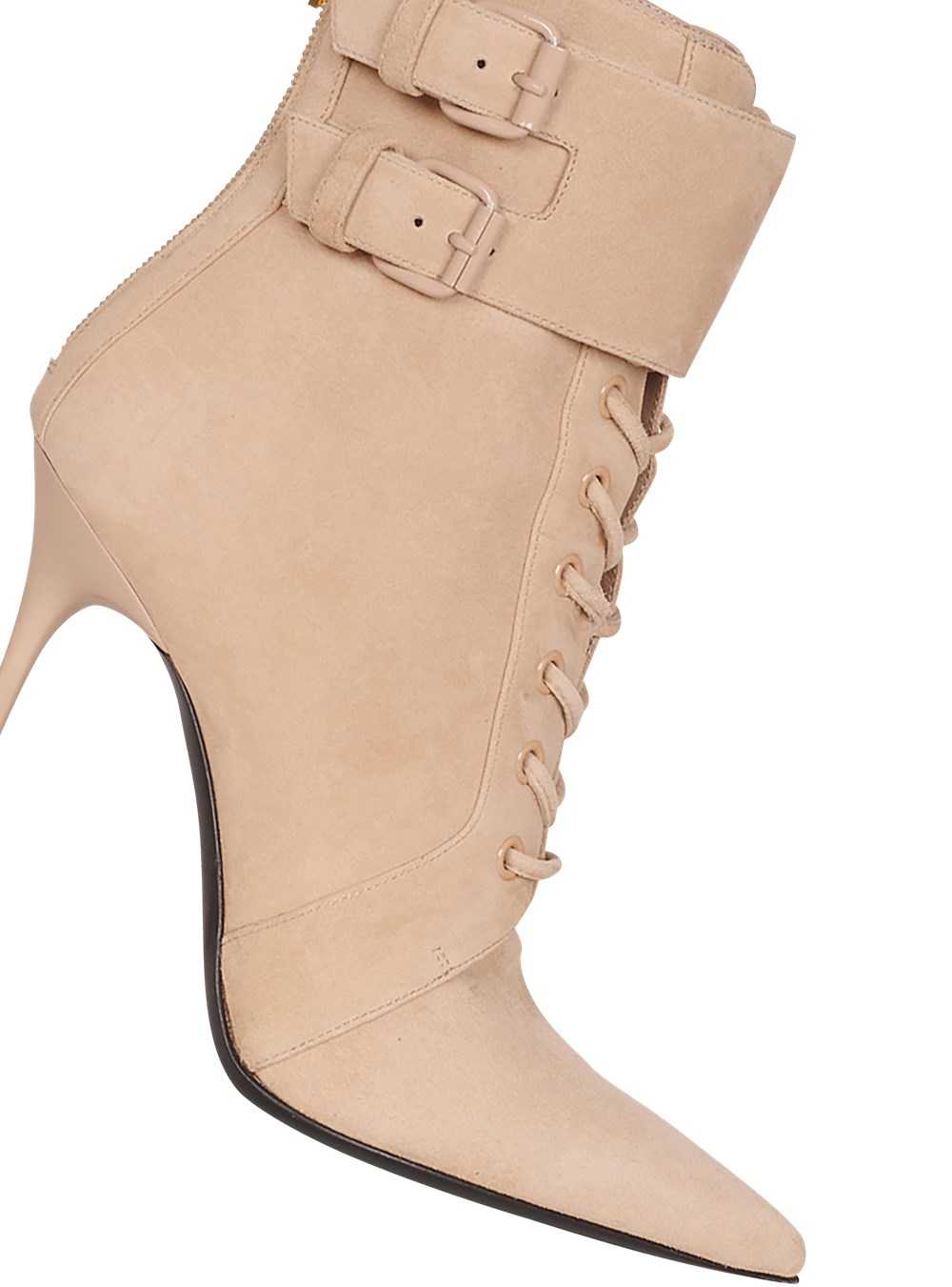 Balmain Suede Uria Ankle Boots Beige | LBFWAHJ-95