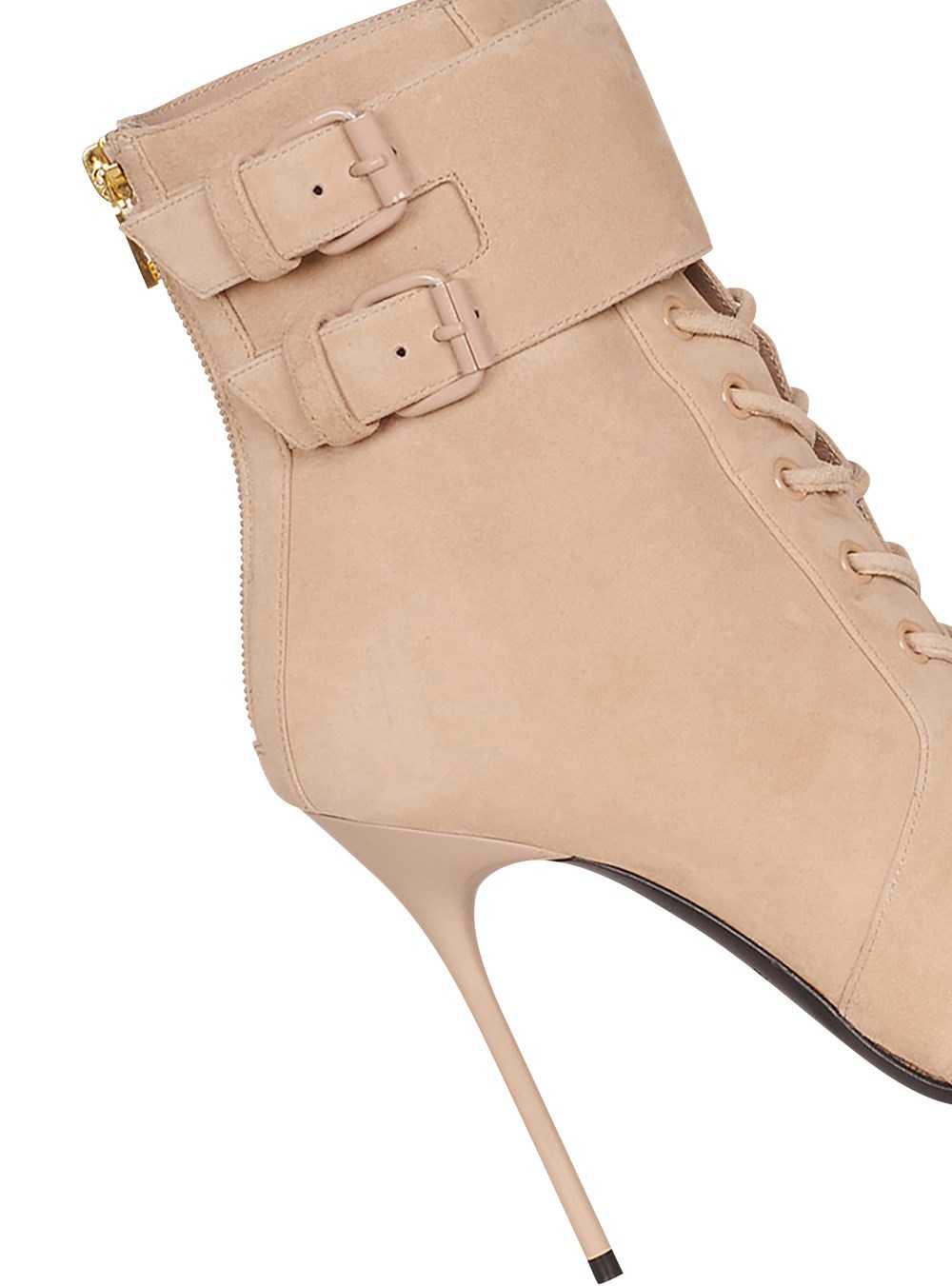 Balmain Suede Uria Ankle Boots Beige | LBFWAHJ-95