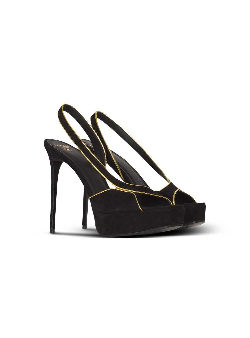 Balmain Suede Uta Sandals Black | WHAEGRZ-79