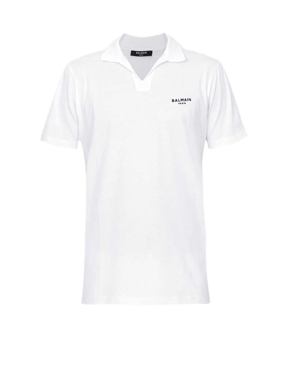 Balmain Sustainable Cotton Polo With Small Velvet Balmain Paris Logo White | PXCUFLY-94