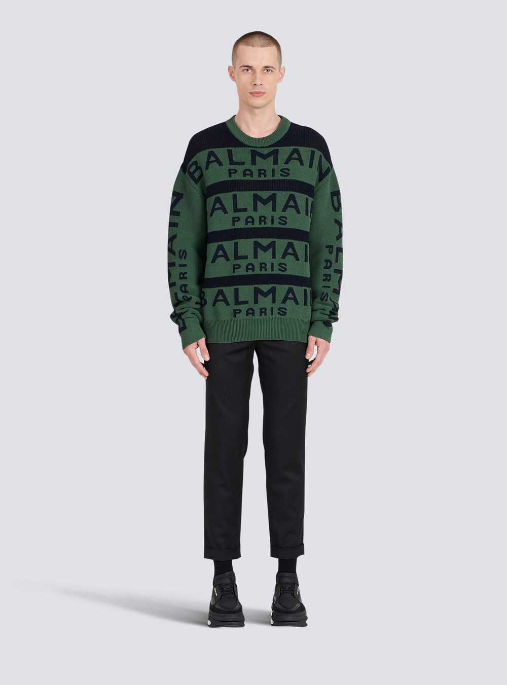 Balmain Sweater Embroidered With Balmain Paris Logo Green | NWUJKSV-21