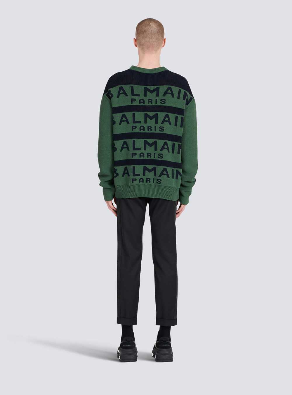 Balmain Sweater Embroidered With Balmain Paris Logo Green | NWUJKSV-21