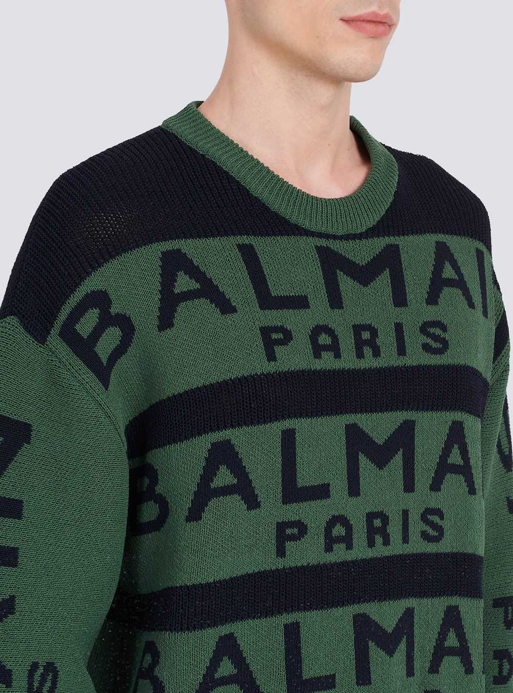 Balmain Sweater Embroidered With Balmain Paris Logo Green | NWUJKSV-21