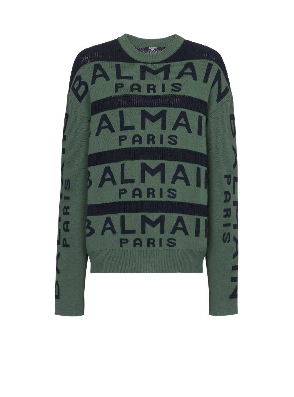 Balmain Sweater Embroidered With Balmain Paris Logo Green | NWUJKSV-21