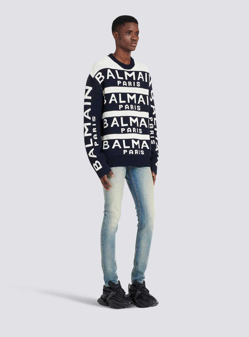 Balmain Sweater Embroidered With Balmain Paris Logo Black | YWVZTQA-06