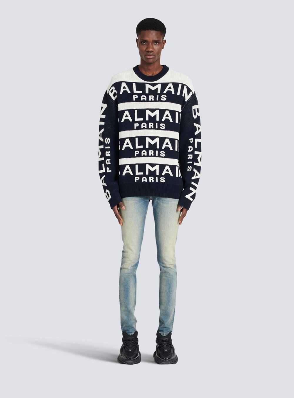 Balmain Sweater Embroidered With Balmain Paris Logo Black | YWVZTQA-06