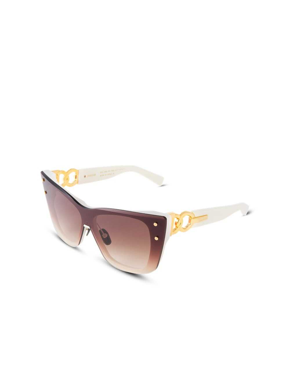 Balmain Tortoiseshell-effect Titanium Armour Sunglasses White | IOXPSZA-75