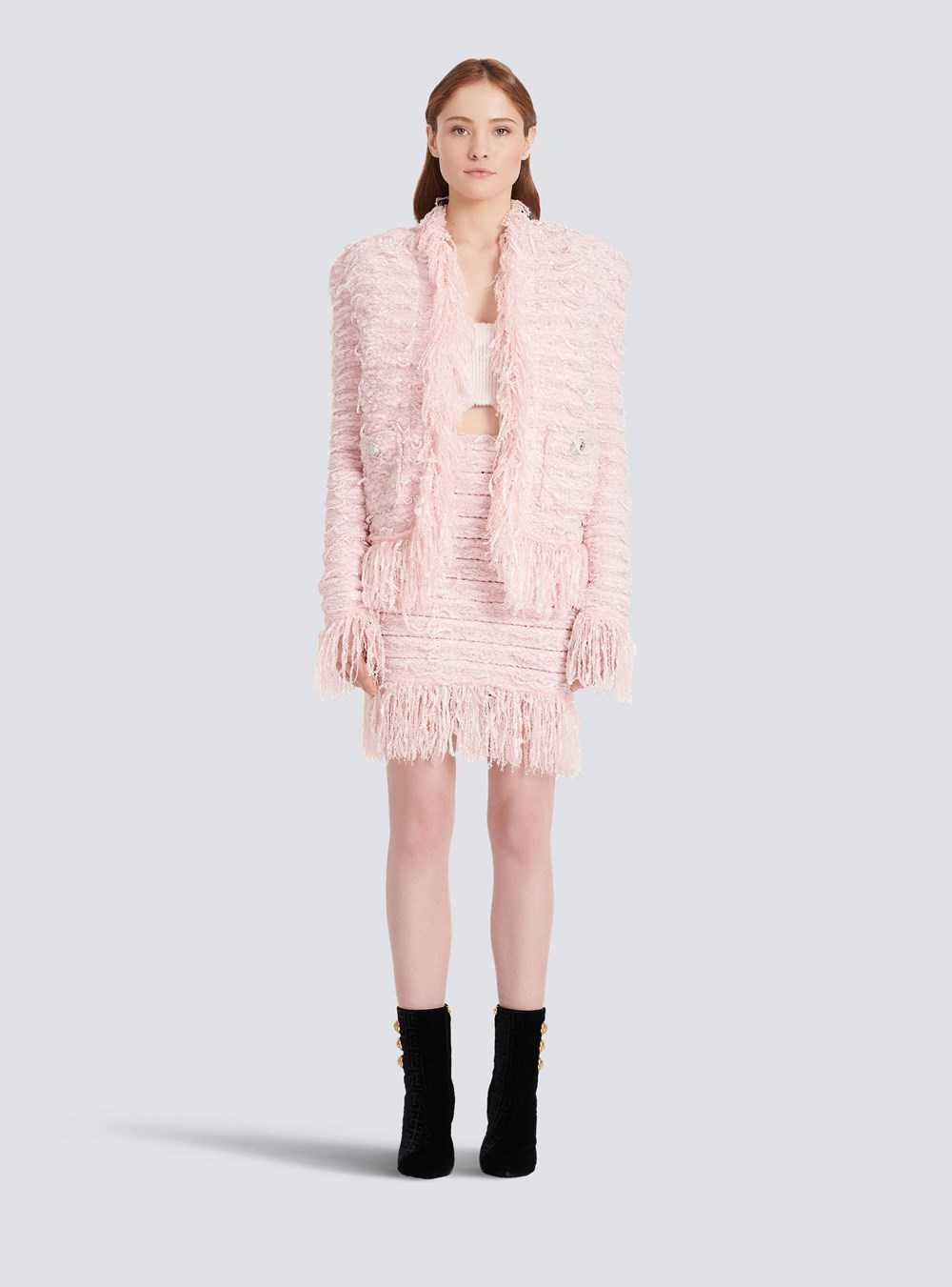 Balmain Tweed Jacket Pink | GODCEPX-76