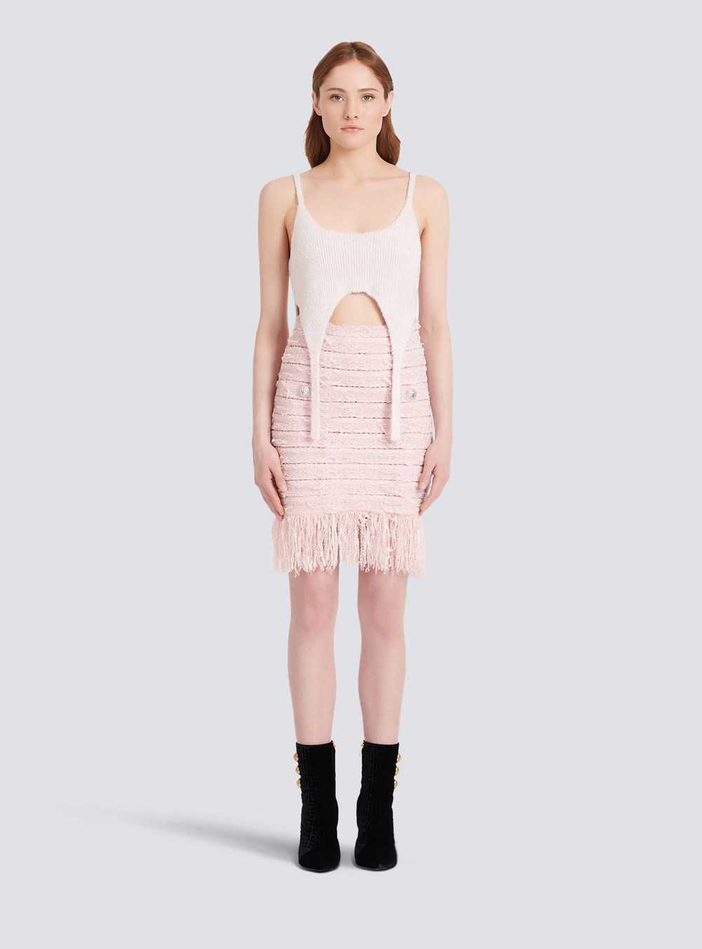 Balmain Tweed Skirt Pink | POVRSLM-35