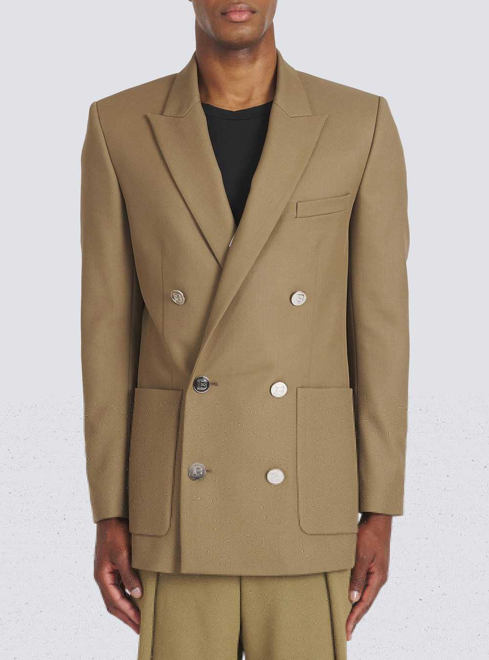 Balmain Twill Blazer With Double-breasted Silver-tone Buttoned Fastening Brown | DTQFXYP-39