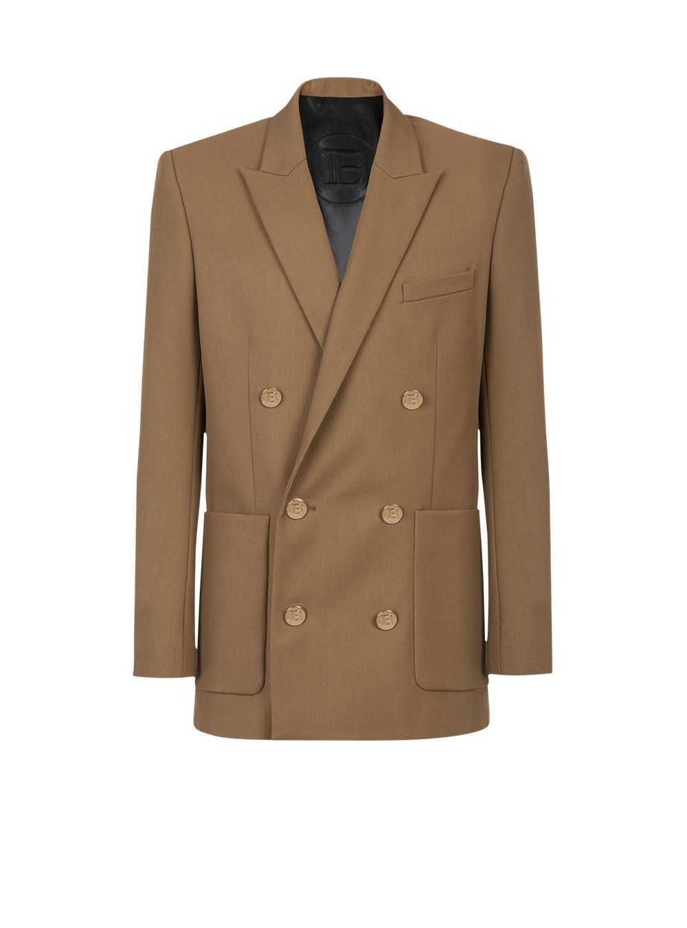 Balmain Twill Blazer With Double-breasted Silver-tone Buttoned Fastening Brown | DTQFXYP-39