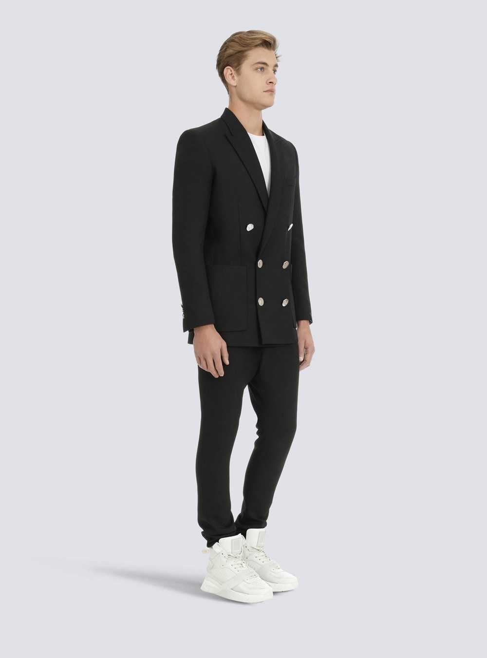 Balmain Twill Blazer With Double-breasted Silver-tone Buttoned Fastening Black | GCPNUSZ-53