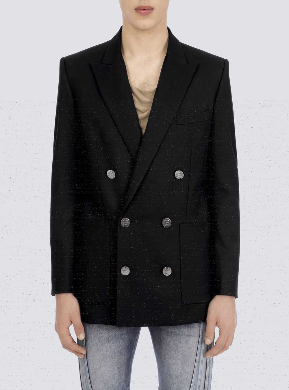 Balmain Twill Blazer With Double-breasted Silver-tone Buttoned Fastening Black | GCPNUSZ-53