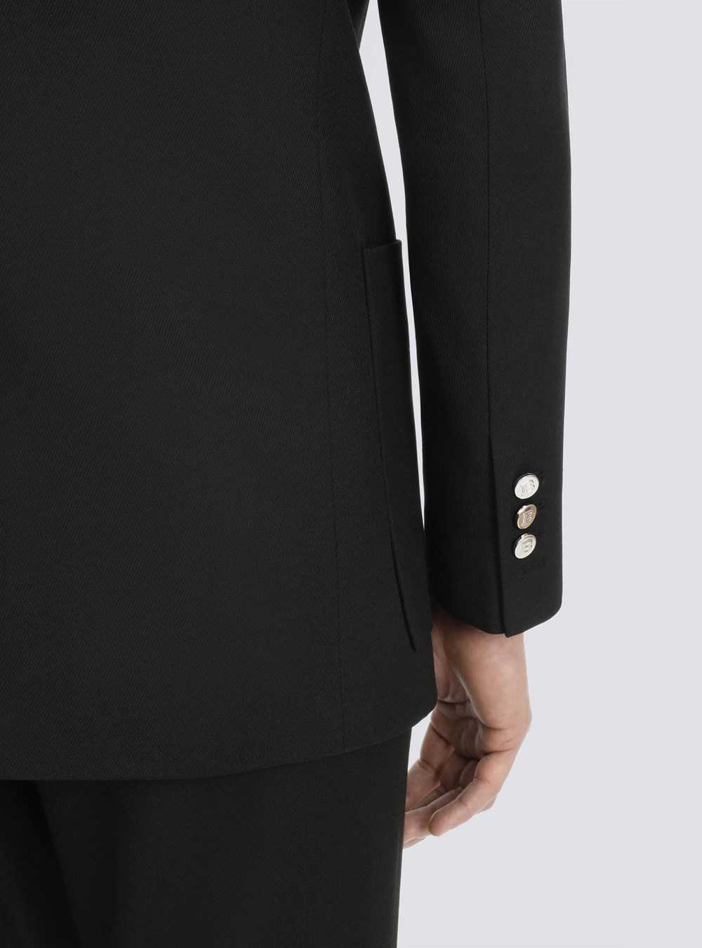 Balmain Twill Blazer With Double-breasted Silver-tone Buttoned Fastening Black | GCPNUSZ-53