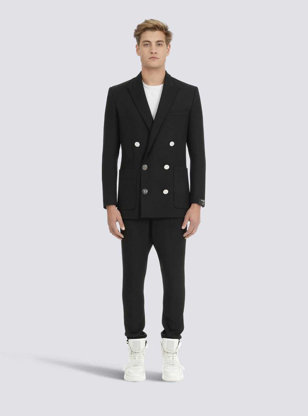 Balmain Twill Blazer With Double-breasted Silver-tone Buttoned Fastening Black | GCPNUSZ-53