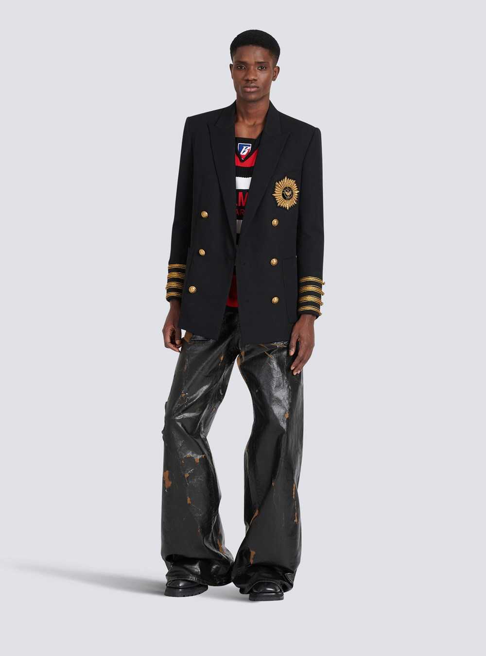 Balmain Twill Blazer With Gold-tone Double-breasted Fastening Black | SODXVBG-26