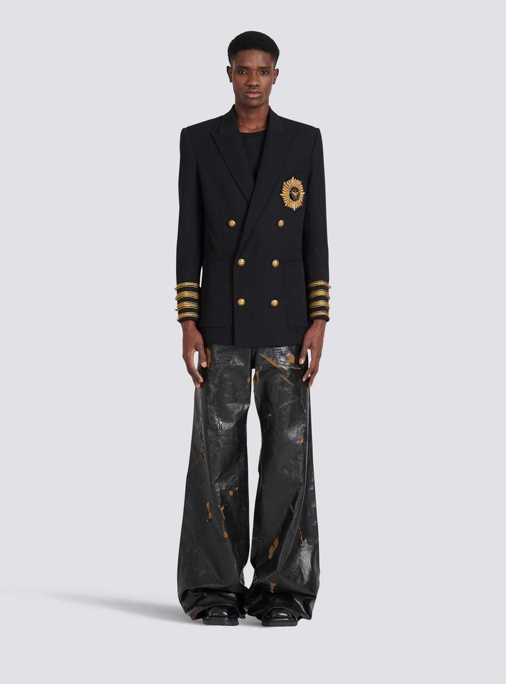 Balmain Twill Blazer With Gold-tone Double-breasted Fastening Black | SODXVBG-26